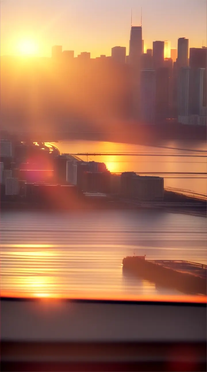 the sun slowly rising over a bustling city skyline, casting warm hues across the streets. We see the protagonist waking up in a small apartment, rubbing their eyes as they glance at the alarm clock. The city begins to stir as people start their day, setting the energetic tone for the song.