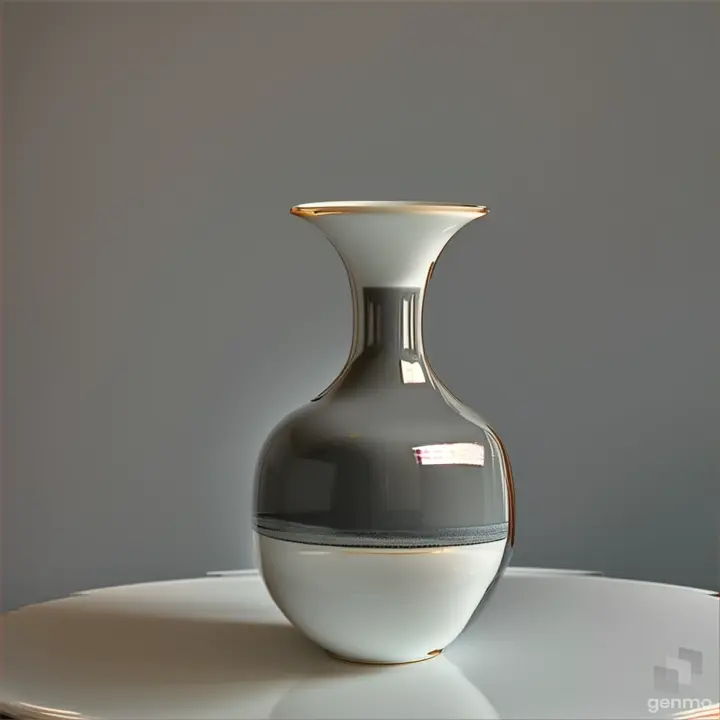 minimalist white pot-bellied vase with a narrow neck,  white vase. on gray background. 