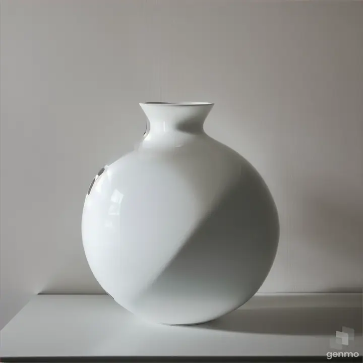 minimalist BALL-SHAPED VASE WITHOUT NECK.  WHITE COLOR VASE. on gray background. 