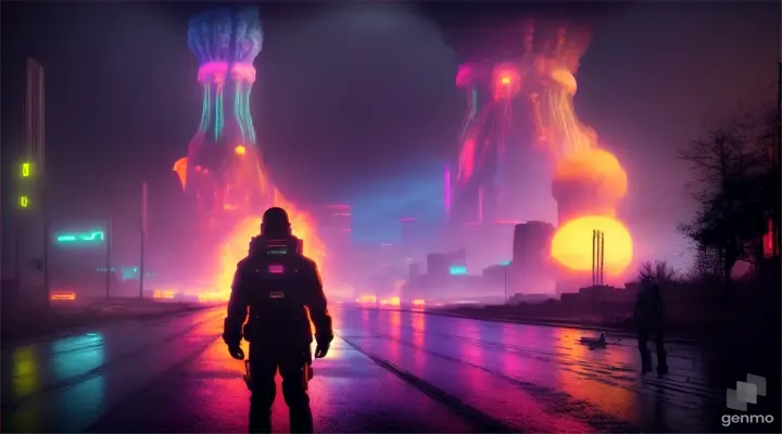 cyberpunk nuclear explosion