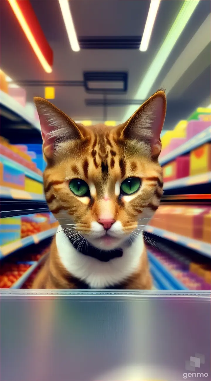 Pixel cat in supermarket