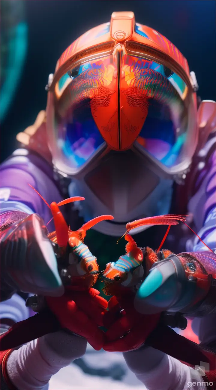 Protective Gear: Capture images of researchers or aquarists wearing protective gear while handling mantis shrimps, such as thick gloves or arm guards, to prevent injury from their claws.
