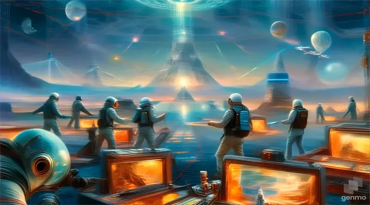 world, art, cg artwork, people, painting, illustration, space, electric blue, leisure, event
