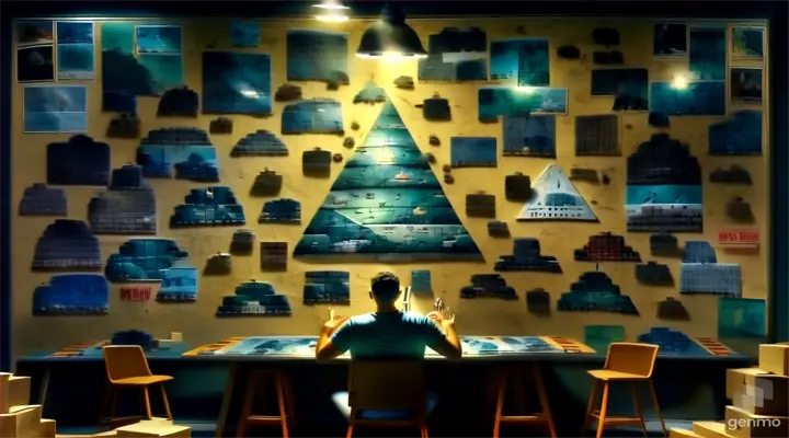 a man sitting at a table surrounded by boxes