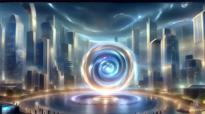 a futuristic city with a spiral design in the center