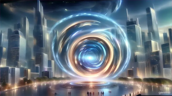 a futuristic city with a spiral design in the center