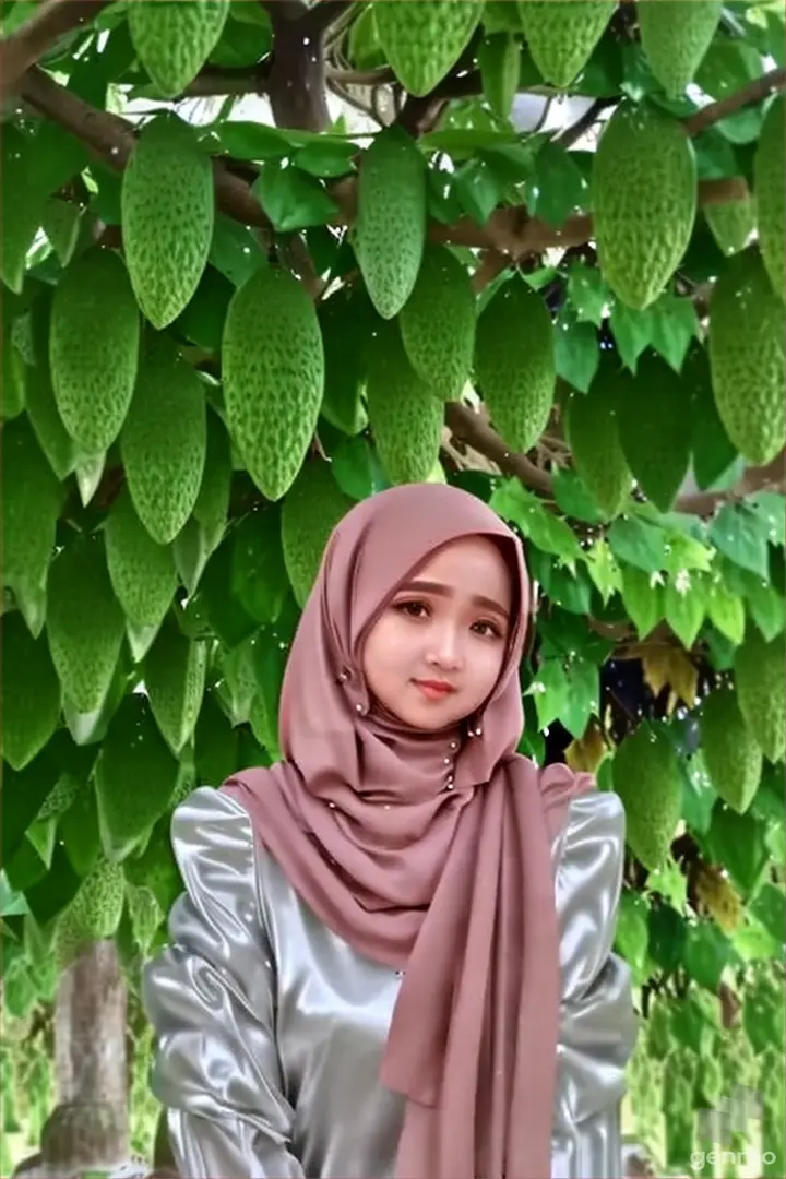 a woman in a hijab sitting in front of a tree
