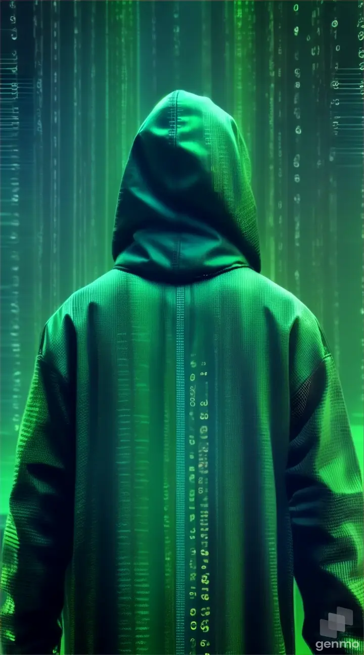 a man in a hooded jacket standing in front of a green background