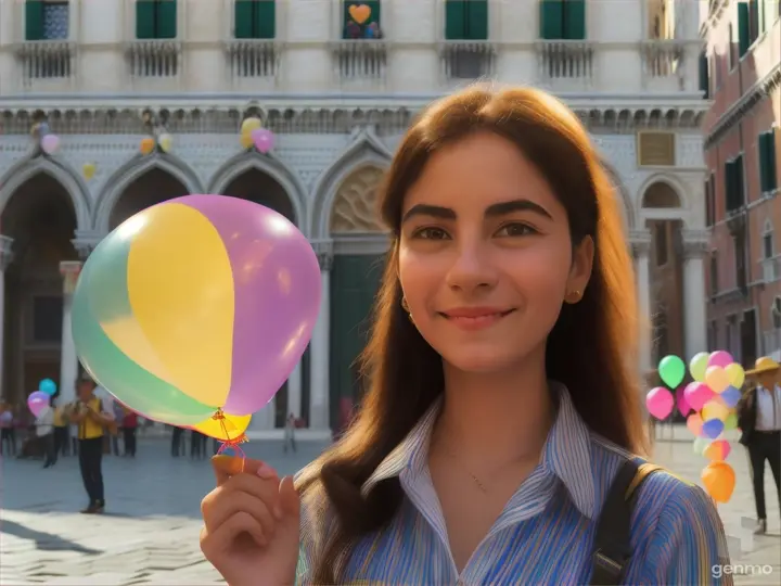 A rubber balloon seller at St. Mark's square in Venice.