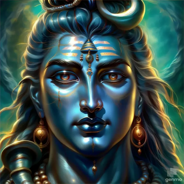 Lord Shiva opening third eye.