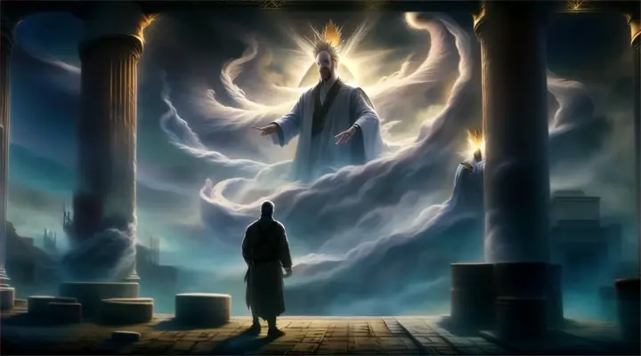 a man standing in front of a giant cloud