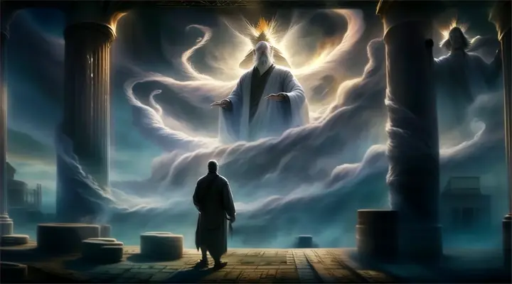 a man standing in front of a giant cloud