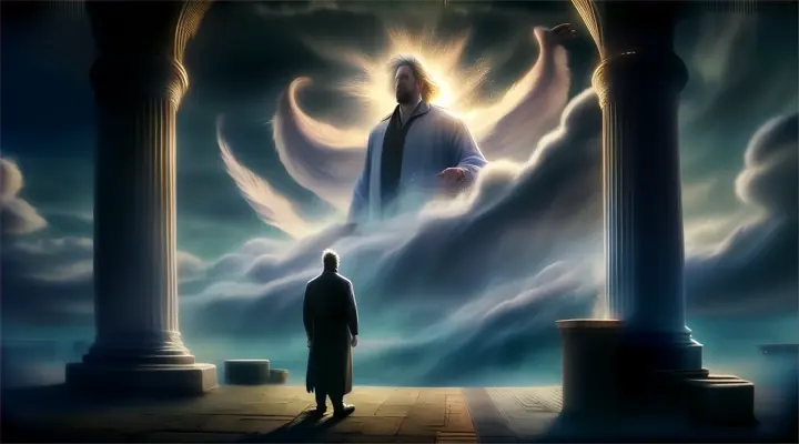 a man standing in front of a giant cloud
