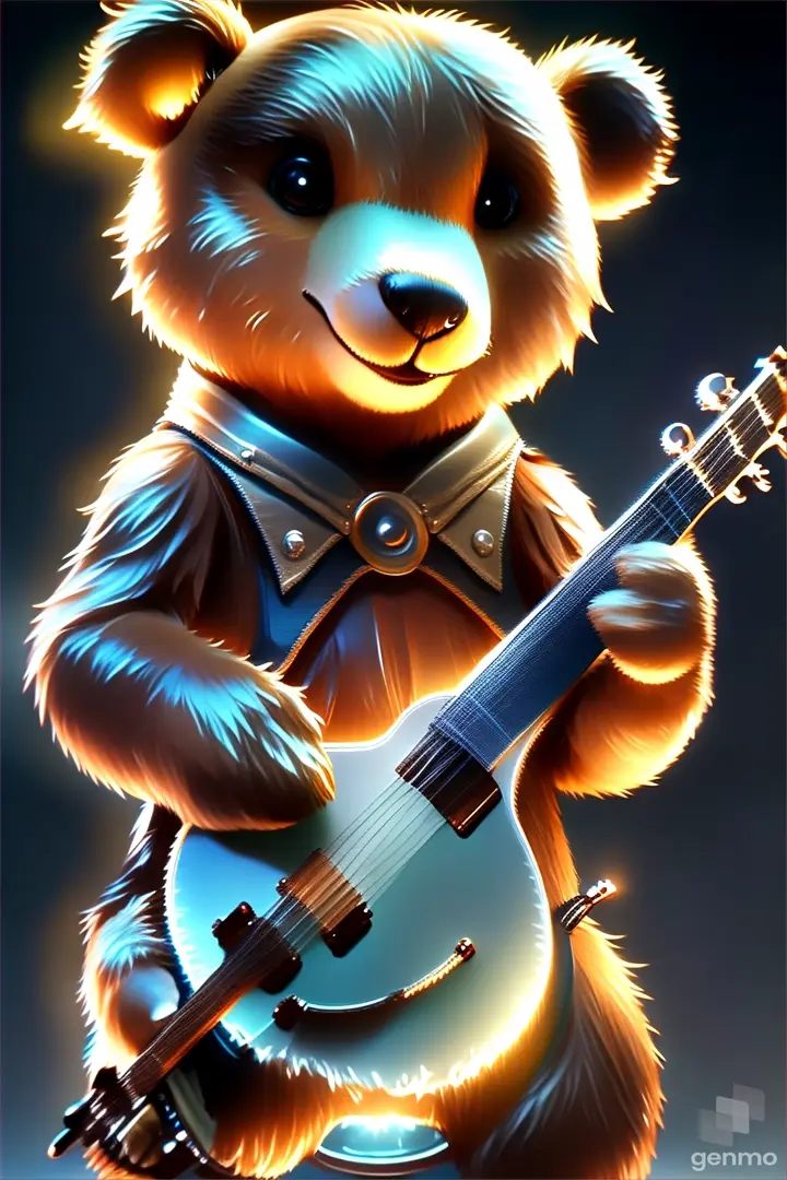 a teddy bear holding a guitar in its paws