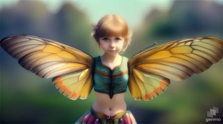 A full body baterfly GIRL cute,  editorial in the style of Bauhaus, imbued with an organic essence. Craft a hyperrealistic, hyperdetailed.  Utilize the finest editing filters and effects to elevate the imagery into a digital masterpiece-64k