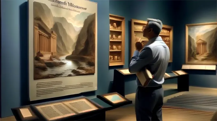 a man standing in front of a painting in a museum