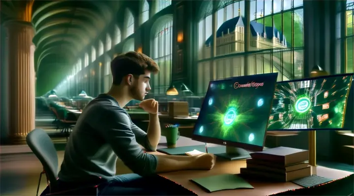 a man sitting at a desk in front of a computer