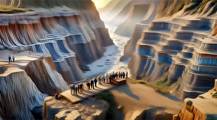 a group of people standing on top of a cliff