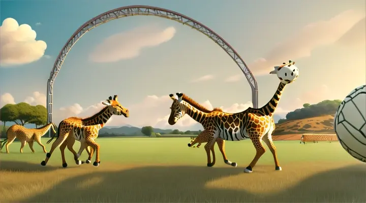 create a baseball animation video with cartoon animals, a giraffe, a lion, a crocodile and a zebra, the ball should be thrown.
