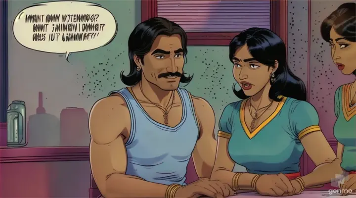 a cartoon of a man and a woman talking to each other