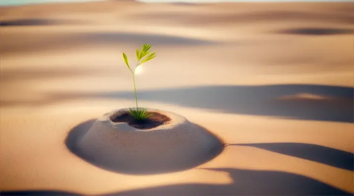 UNA PEQUEÑA PLANTA EN EL DESIERTO