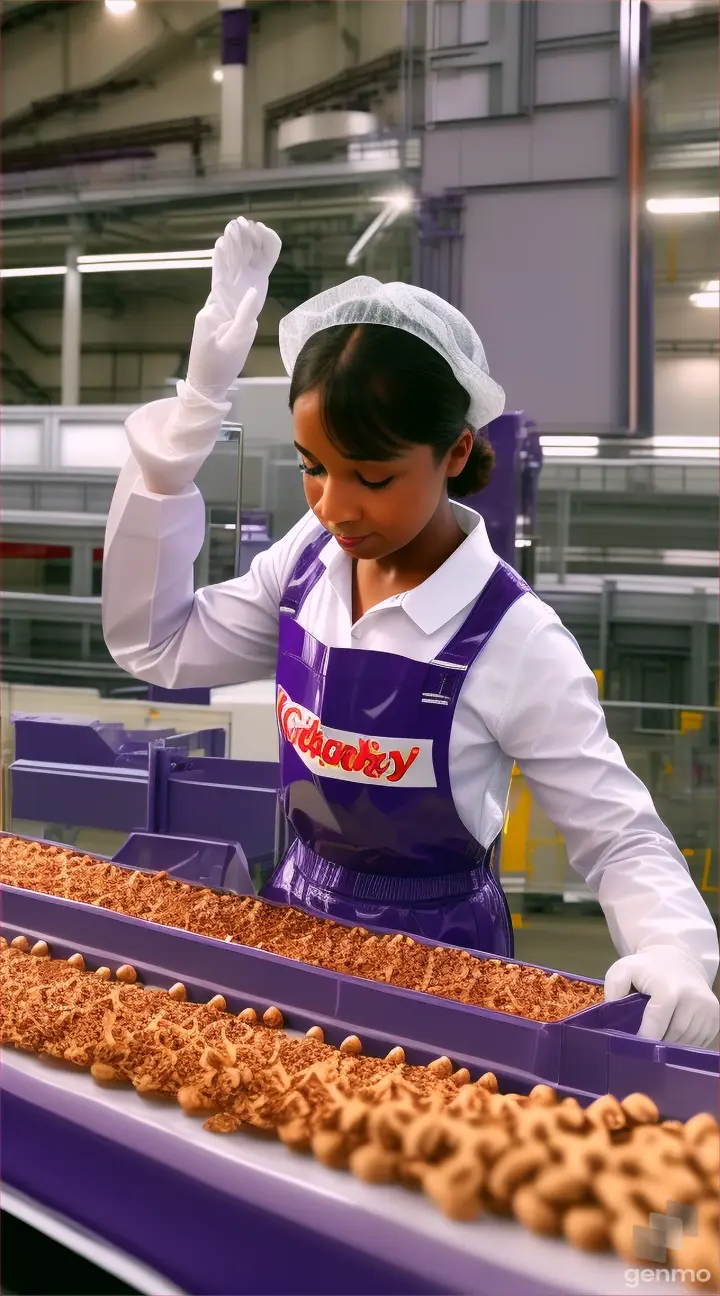 Incorporate behind-the-scenes images of Cadbury factories and production lines, demonstrating the modern manufacturing process of Cadbury Flakes and the quality control measures in place.







