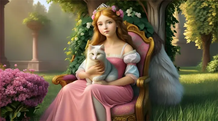 Beautiful princess and cat