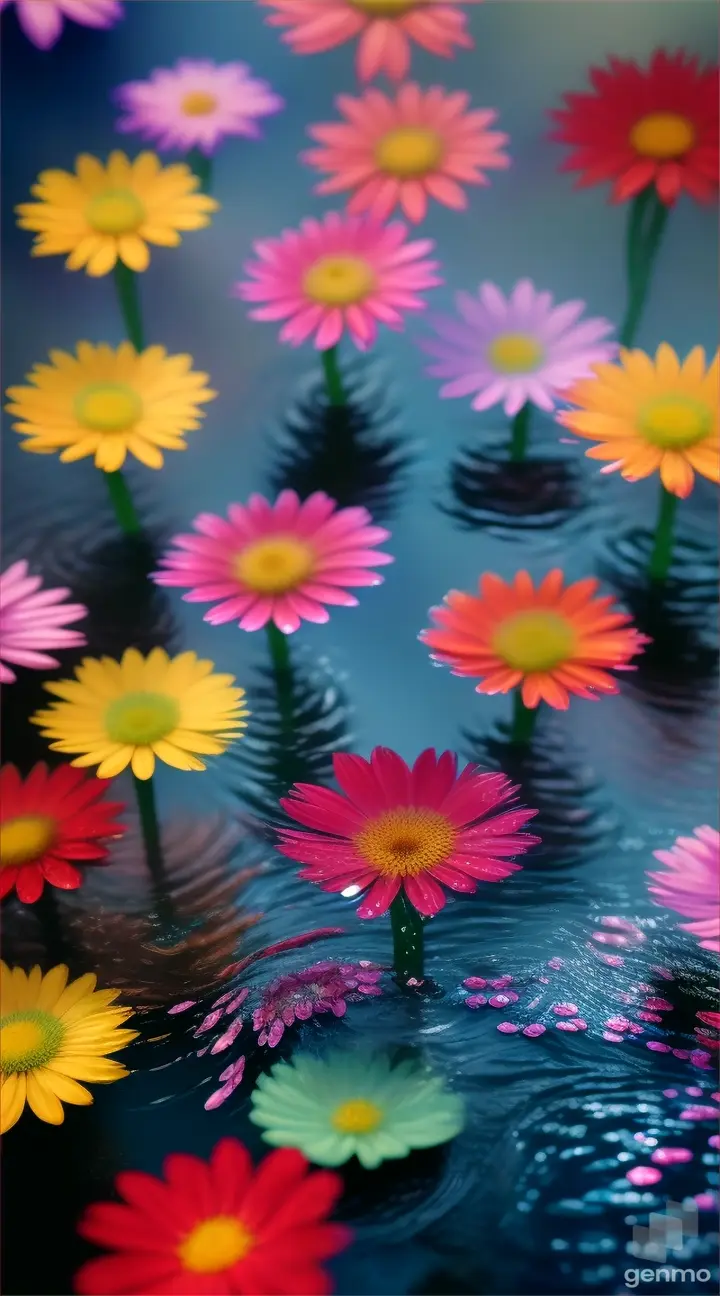 Dance of flowers in little water