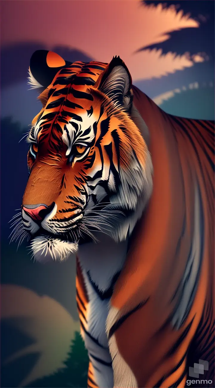 tiger jungle  Night  3D Paper  cutLayers Depth Shadows Texture Color gradient Realistic High quality Detail Precision Artistry multiple colour  Crafts tiger jungle in night"