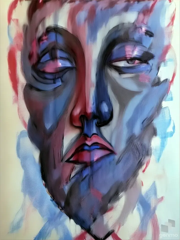 a painting of a woman's face with eyes closed