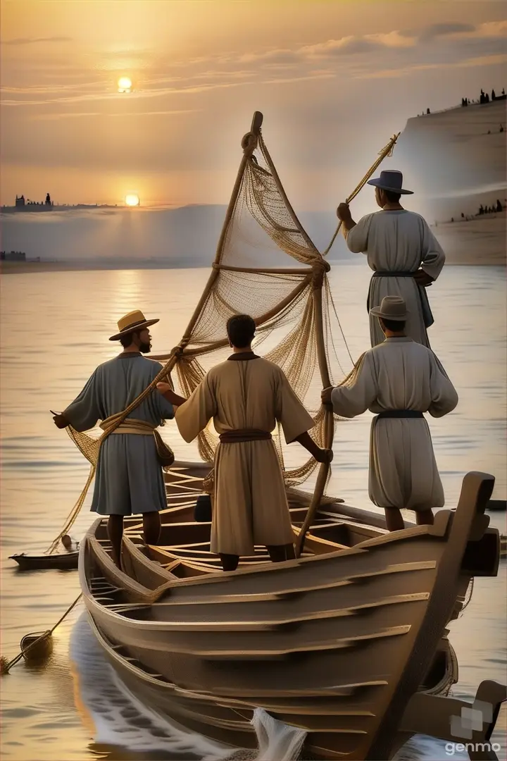 a group of men standing on top of a boat