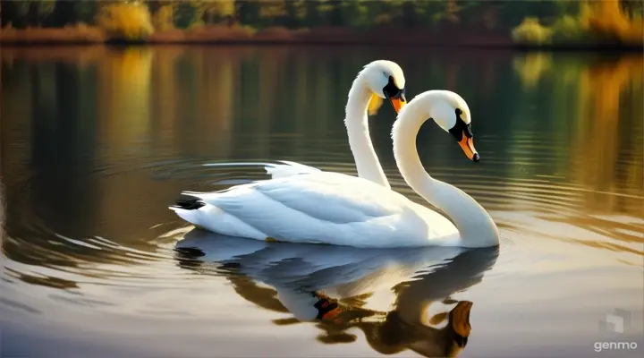 Swan Floating on Top of a Body of Water 16:9