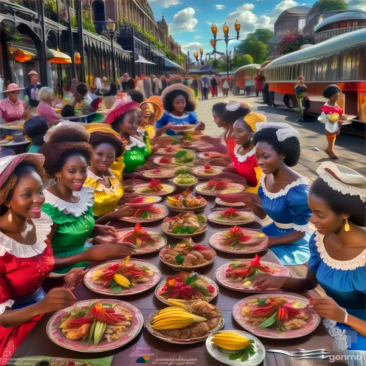 a group of women sitting at a table with plates of food