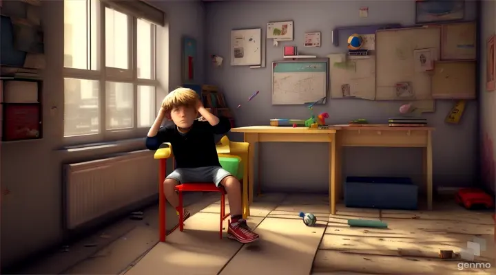 
Concept of unemployed child with 3 d animation 
