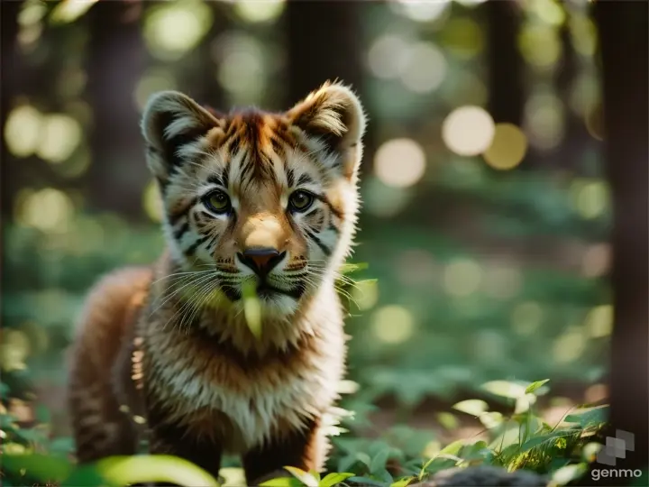 “a cub standing in a forest ”