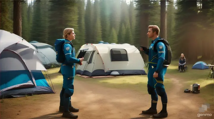 “INT. CAMPING STATION - DAY  KIRILL ANDREEVWhat do you wanna talk about?Besides, Mike, how long have youbeen working for this tall cyanskinnedagent? О чем ты хочешьпоговорить? Кроме того, Майк, какдолго ты работаешь на этоговысокого голубого агента?XENONYAHey, I heard that! Эй, я слышалаэто!MIKE VESELOVA couple years. A couple years now.Why do you ask? Несколько лет уже.Почему спрашиваешь?(to Xenonya)I'll be back. Я вернусь.Hyperrealistic 8K -neg morphing, erratic fluctuation in motion, noisy, bad quality, distorted, poorly drawn, blurry, grainy, low resolution, oversaturated, lack of detail, inconsistent lighting.