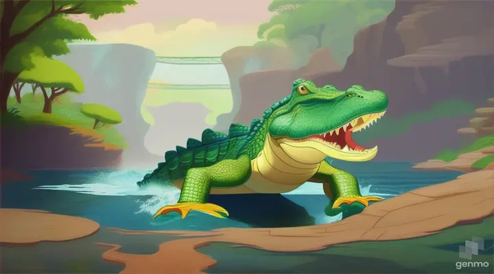 crocodile dedication to shaping the riverbanks highlighted the importance of maintaining healthy aquatic habitats. By caring for the waterways, he helped sustain life both in and out of the water.cartoon illustration