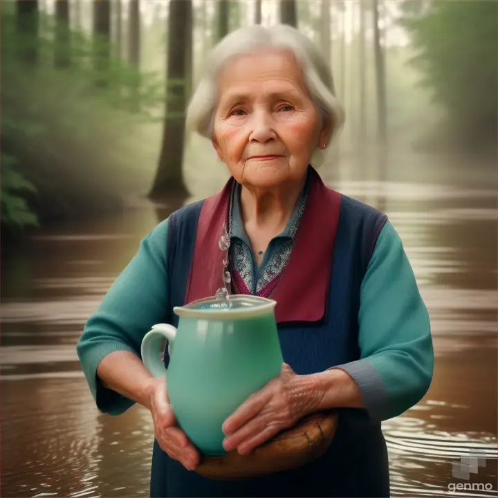 Scene 2: Carrying the Pitchers

The old woman fills both pitchers with water from the spring, one in each hand.
She adjusts the position of the pitchers so that they are hanging behind her neck, supported by her shoulders.
The camera focuses on her face, showing determination and resilience despite her age.