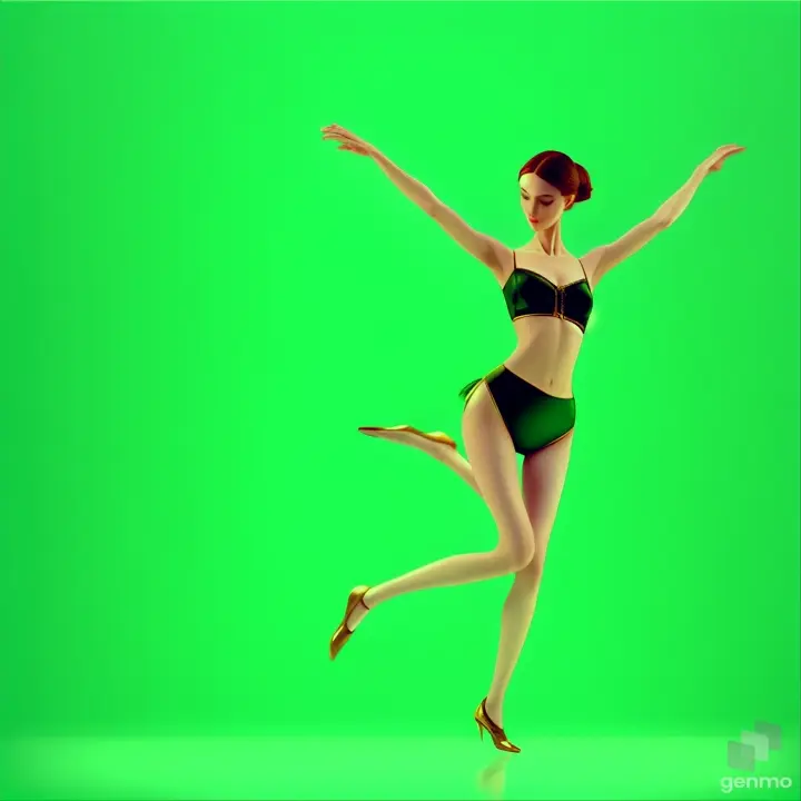  beautiful slender woman dances elegantly. It bends smoothly and moves beautifully. green chromokey