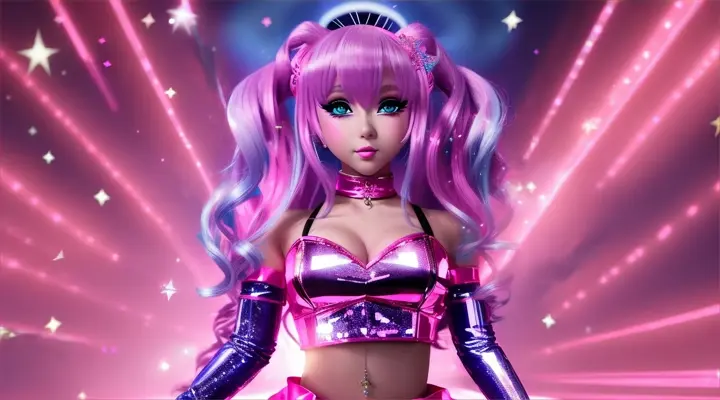 music video anime:barbie pink talk:Oh, hello there, Blue Barbie, my dear..., I bring sparkle and glam,