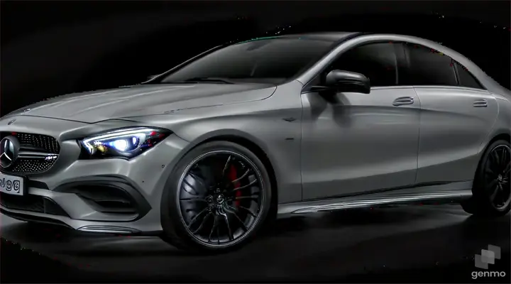 a white mercedes cla is shown on a black background