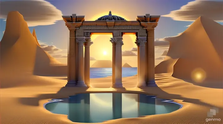 Nether portals, greek ,roman, egyptian, macedonian, oasis, rectangular clouds, lattice lapis lazuli, psychedelic ice tritanopia, portal to another dimension realm