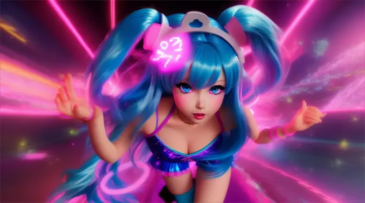 music video anime:barbie blue with blue har and blue clothes say:O Pink's quite cute I prefer the hue of blue