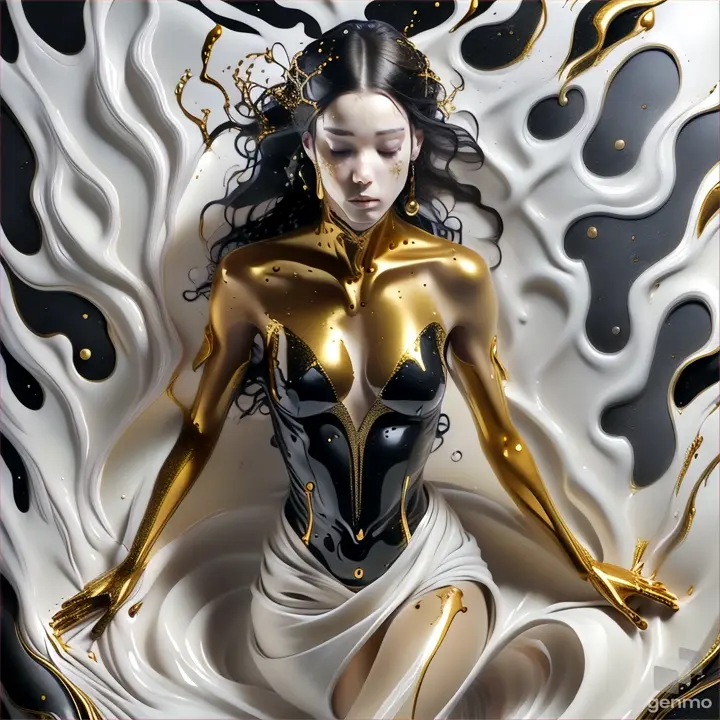 a woman with gold paint on her body