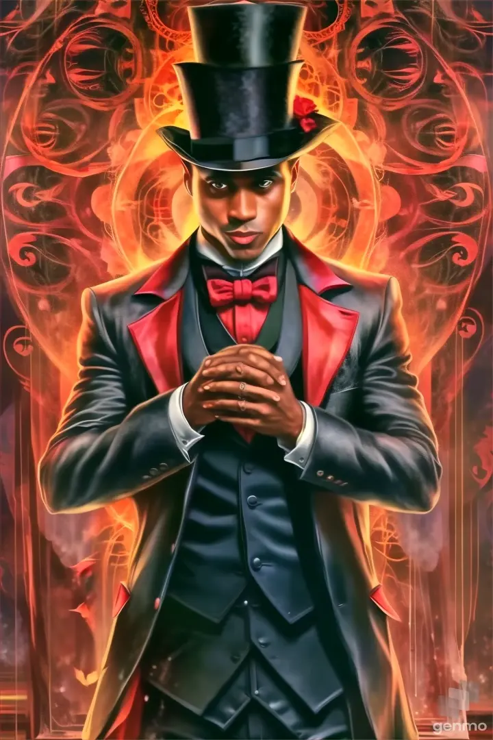 a painting of a man in a top hat and suit