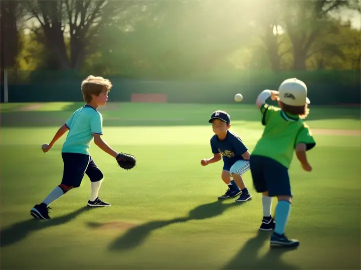 use these 2 kids as examples. age them by 4 years and make them playing baseball. 