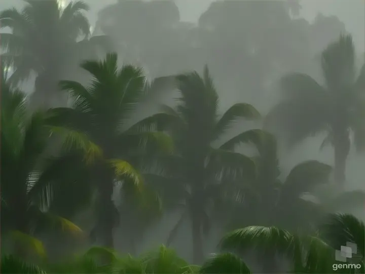 plant, terrestrial plant, tree, arecales, fog, grass, landscape, natural landscape, forest, palm tree