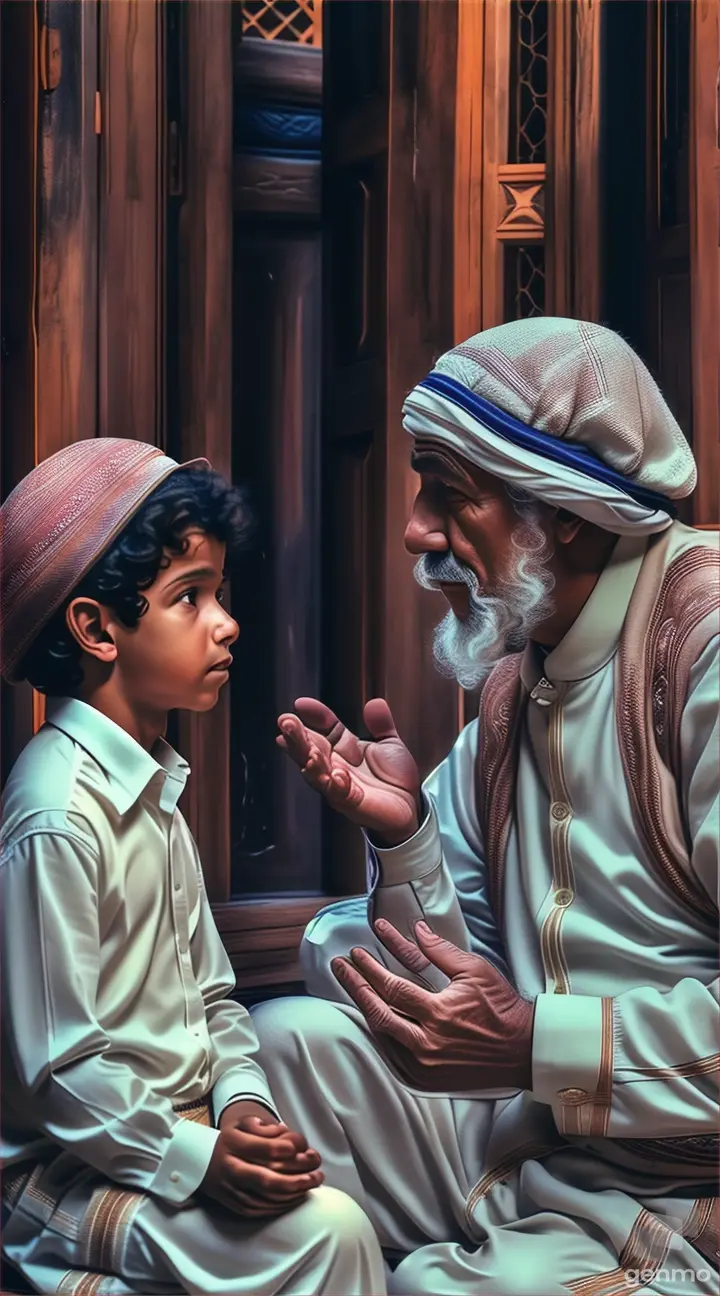 a man sitting next to a little boy on a rug