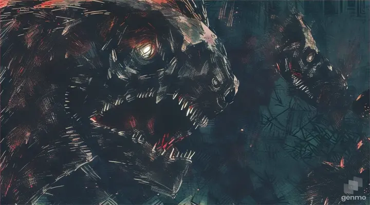 a painting of a dinosaur head 