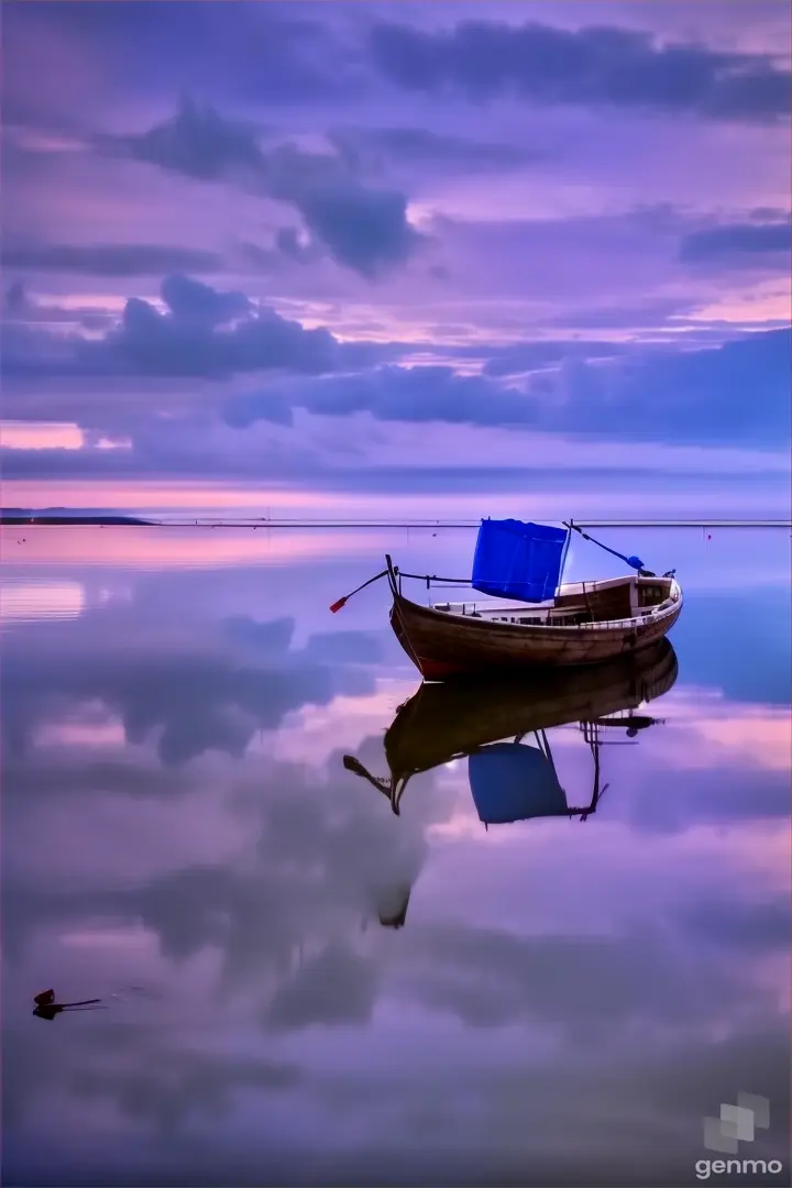 a small boat floating on top of a large body of water